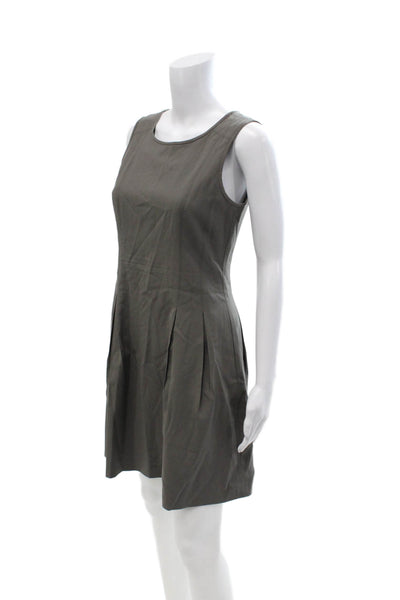Theory Womens A-Line Fit & Flare Dress Dark Gray Wool Sleeveless Zip Size 6