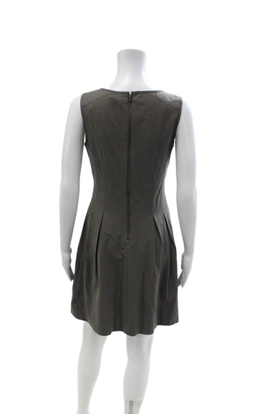 Theory Womens A-Line Fit & Flare Dress Dark Gray Wool Sleeveless Zip Size 6