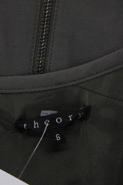 Theory Womens A-Line Fit & Flare Dress Dark Gray Wool Sleeveless Zip Size 6
