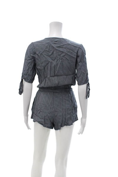 Faithfull The Brand Womens Jumpsuit Blue Striped VNeck Short Sleeve Size XS