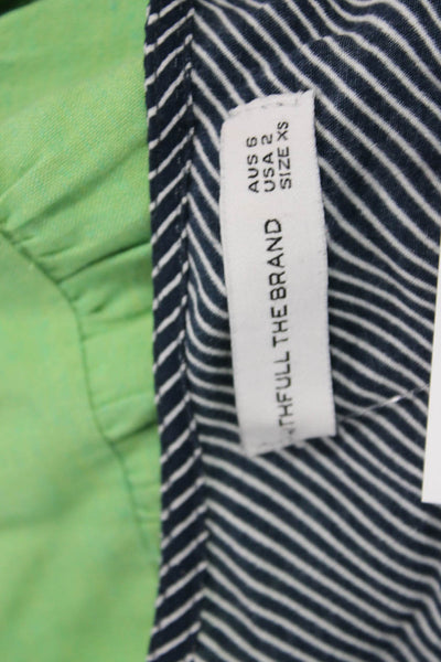 Faithfull The Brand Womens Jumpsuit Blue Striped VNeck Short Sleeve Size XS