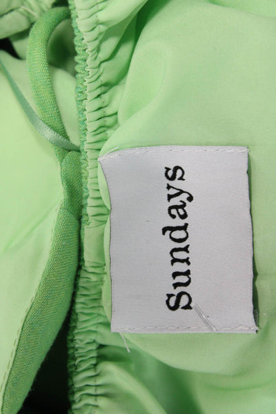 Sunday Women Fit & Flare Sundress Green Sleeveless Drawstring Size S