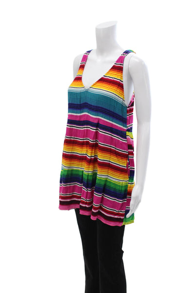 Show Me Your Mumu Womens Multi Color Striped V-Neck Sleeveless Tunic Size S