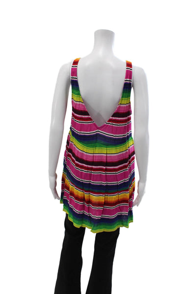 Show Me Your Mumu Womens Multi Color Striped V-Neck Sleeveless Tunic Size S