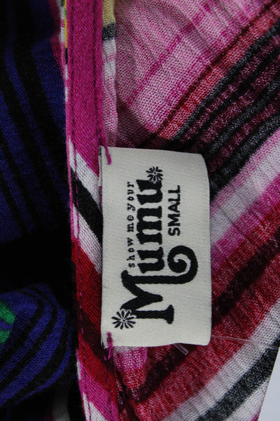 Show Me Your Mumu Womens Multi Color Striped V-Neck Sleeveless Tunic Size S