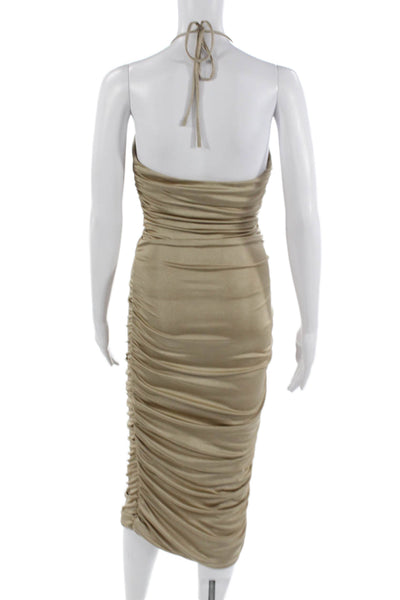 Third Form Women Beige Sleeveless Bodycon Dress Knee Length Polyester Size 4