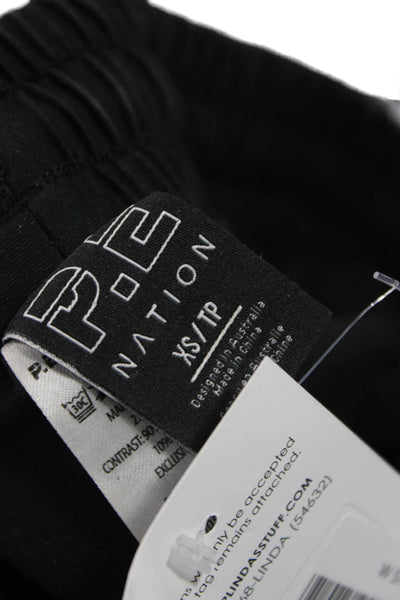 PE Nation Unisex Biker Sweat Shorts Black Drawstring Poly Elastane Size XS