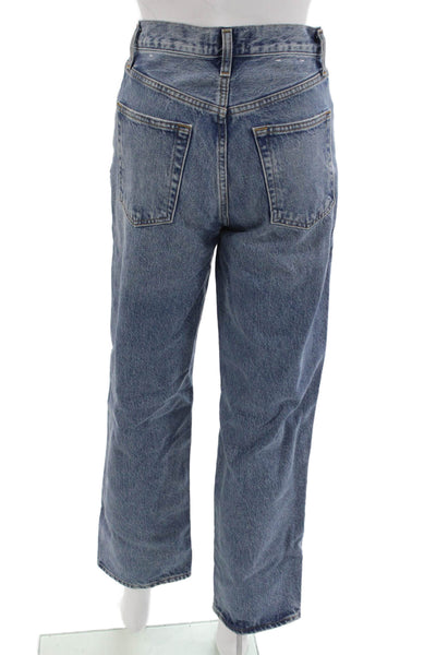 Agolde Womens Cropped Boyfriend Jeans Blue Mid Rise 29 Inseam Size 23