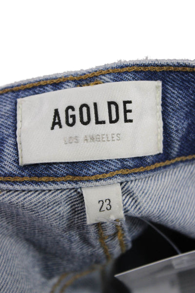 Agolde Womens Cropped Boyfriend Jeans Blue Mid Rise 29 Inseam Size 23