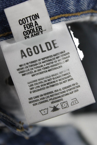 Agolde Womens Cropped Boyfriend Jeans Blue Mid Rise 29 Inseam Size 23