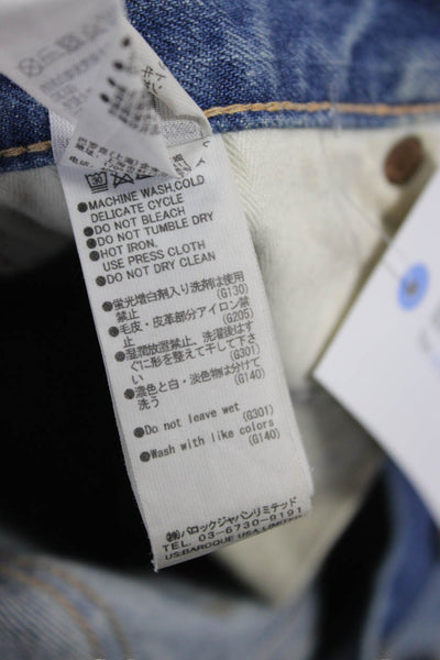 Moussy Unisex Cropped Straight Jeans Blue Cotton Mid Rise Button Size 24