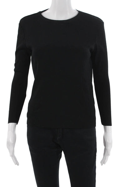 Zara Women Black Basic 3/4 Sleeve Round Neck Tie Top Size S
