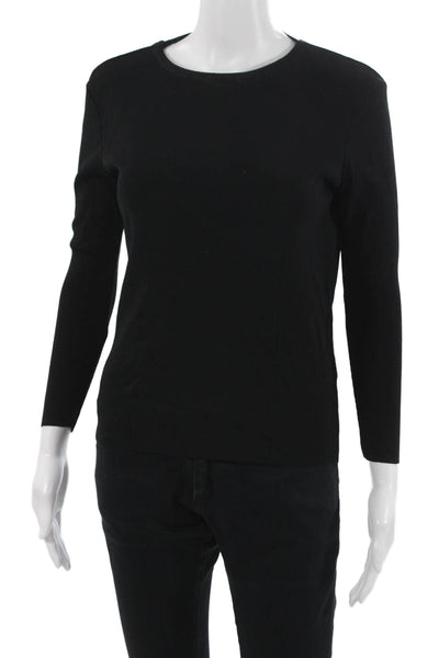 Zara Women Black Basic 3/4 Sleeve Round Neck Tie Top Size S