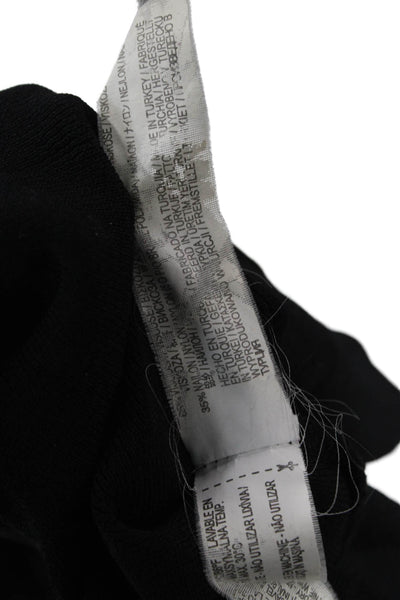 Zara Women Black Basic 3/4 Sleeve Round Neck Tie Top Size S