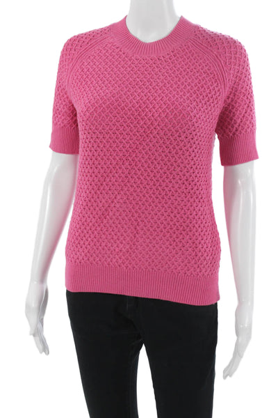 Varley Unisex Pullover Pink Geometric Short Sleeve Crew Neck Size 2XS
