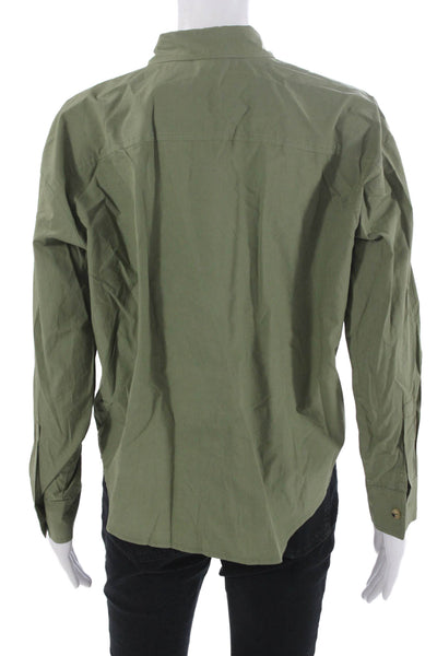 Donni Womens Basic Green Cotton Collared Button-Up Long Sleeve Size XS