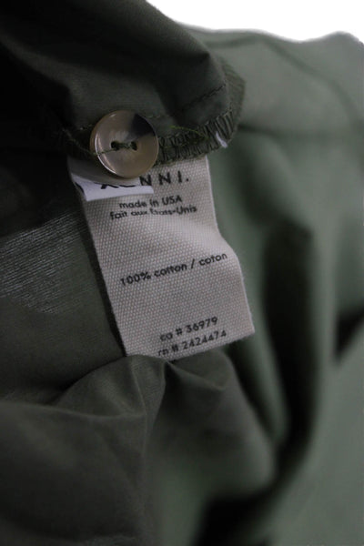Donni Womens Basic Green Cotton Collared Button-Up Long Sleeve Size XS