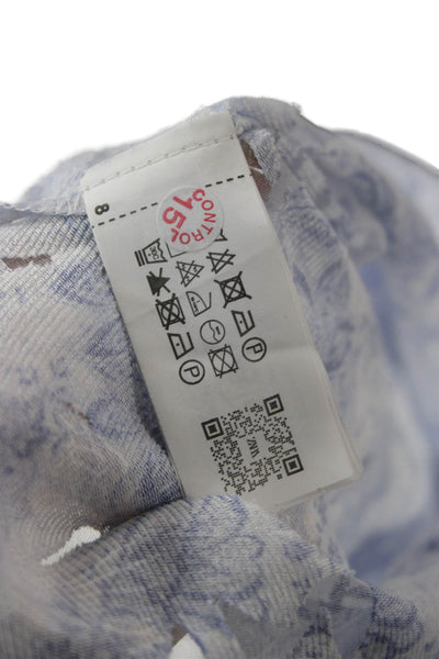 Zara Women White Floral Collared Button-Up Blouse Long Sleeve Viscose Size XS