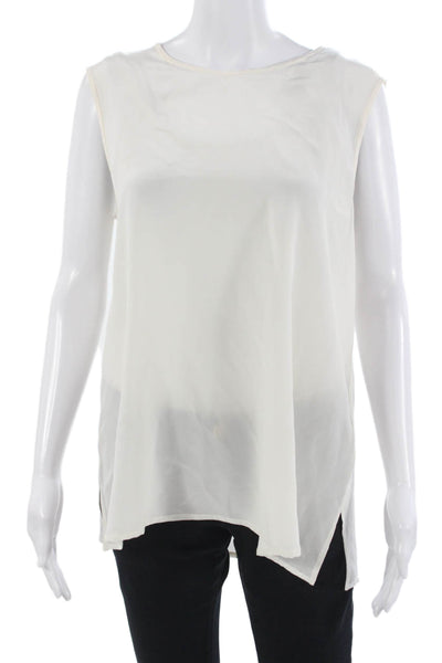 Peserico Women Silk Sleeveless Round Neck White Blouse Size 50