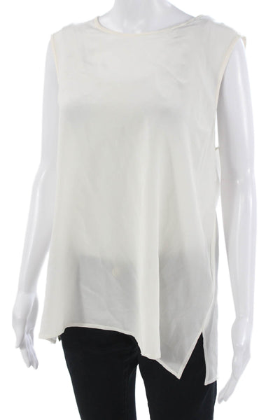 Peserico Women Silk Sleeveless Round Neck White Blouse Size 50