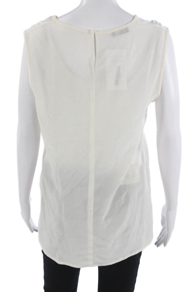 Peserico Women Silk Sleeveless Round Neck White Blouse Size 50