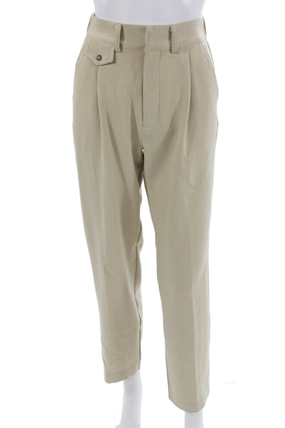 Kimberly Taylor Unisex Ankle Dress Pants Beige Poly Cotton Blend Button Size XS