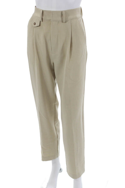 Kimberly Taylor Unisex Ankle Dress Pants Beige Poly Cotton Blend Button Size XS