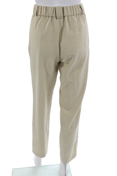 Kimberly Taylor Unisex Ankle Dress Pants Beige Poly Cotton Blend Button Size XS