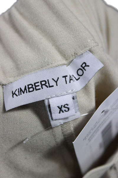 Kimberly Taylor Unisex Ankle Dress Pants Beige Poly Cotton Blend Button Size XS