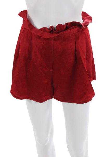 Valentino Unisex Red Viscose Acetate Zip Shorts Size 38