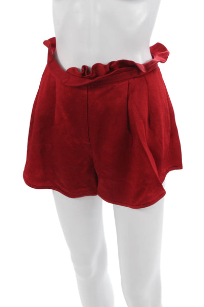 Valentino Unisex Red Viscose Acetate Zip Shorts Size 38