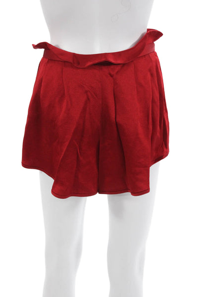 Valentino Unisex Red Viscose Acetate Zip Shorts Size 38