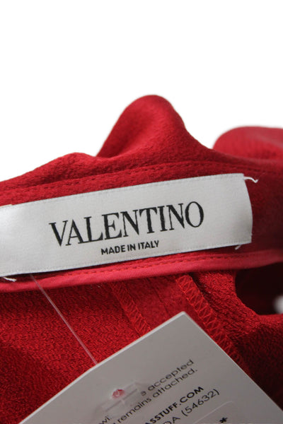 Valentino Unisex Red Viscose Acetate Zip Shorts Size 38