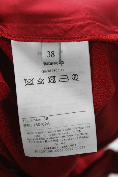 Valentino Unisex Red Viscose Acetate Zip Shorts Size 38