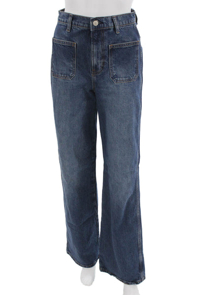 Reformation Women Wide-Leg Jeans Dark Blue Button Fly Size 25
