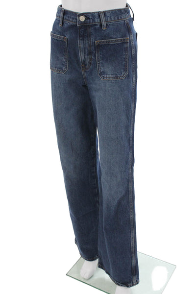 Reformation Women Wide-Leg Jeans Dark Blue Button Fly Size 25