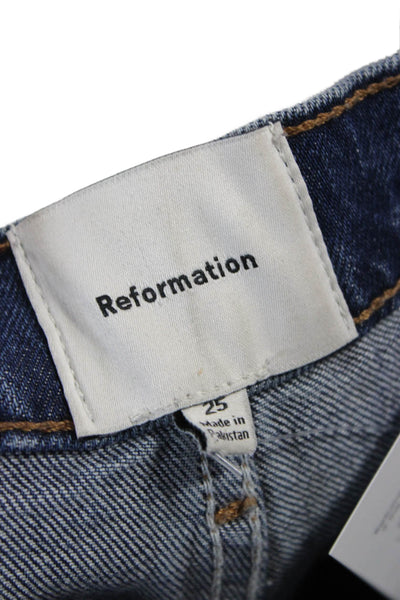 Reformation Women Wide-Leg Jeans Dark Blue Button Fly Size 25
