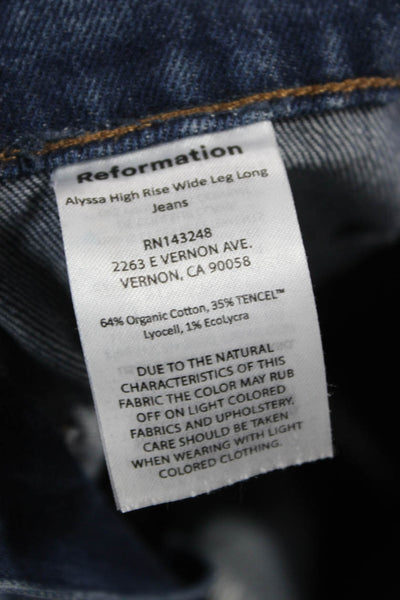 Reformation Women Wide-Leg Jeans Dark Blue Button Fly Size 25