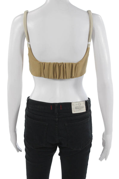Kimberly Taylor Women Bralette Top Brown V-Neck Sleeveless Polyester Size S