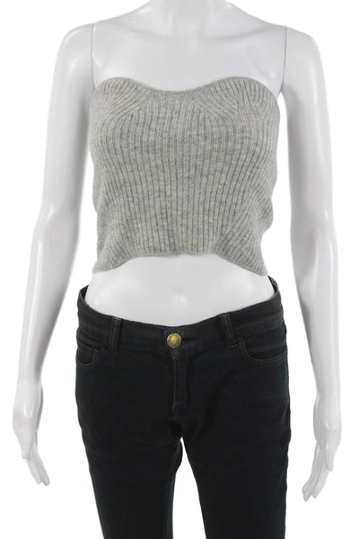 Eleven Six Unisex Sleeveless Striped Gray Baby Alpaca Sweater Button Size S