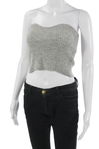 Eleven Six Unisex Sleeveless Striped Gray Baby Alpaca Sweater Button Size S