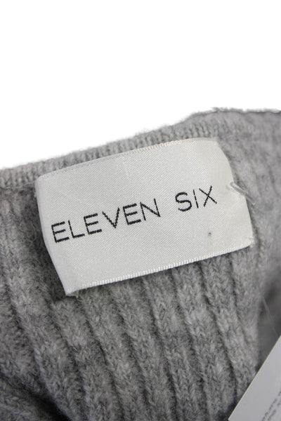 Eleven Six Unisex Sleeveless Striped Gray Baby Alpaca Sweater Button Size S