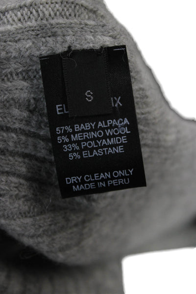 Eleven Six Unisex Sleeveless Striped Gray Baby Alpaca Sweater Button Size S