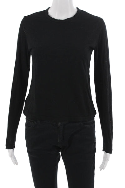 Cotton Citizen Women Black Supima Cotton Long Sleeve Crew Neck T-Shirt Size XS