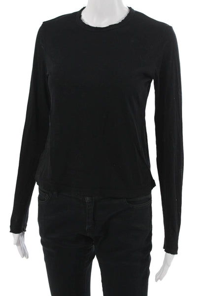 Cotton Citizen Women Black Supima Cotton Long Sleeve Crew Neck T-Shirt Size XS