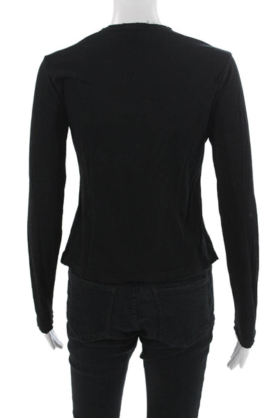 Cotton Citizen Women Black Supima Cotton Long Sleeve Crew Neck T-Shirt Size XS