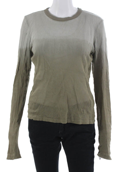Cotton Citizen Women Green Cotton Crew Neck Long Sleeve Army T-Shirt Size S