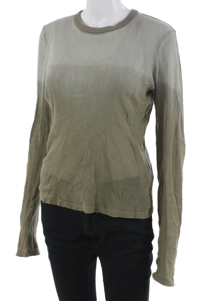 Cotton Citizen Women Green Cotton Crew Neck Long Sleeve Army T-Shirt Size S