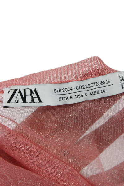 Zara Womens Pink Crew Neck Long Sleeve Sweater Poly Blend Size S