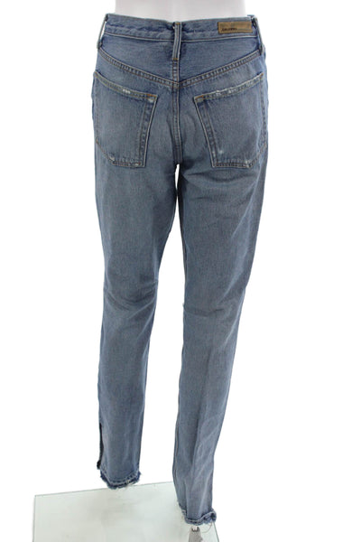 Grlfrnd Women Boyfriend Straight Blue Jeans Mid Rise Button Fly Size 26